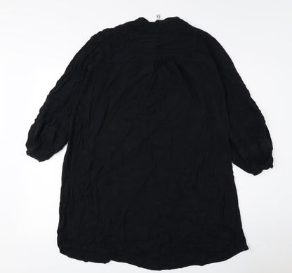 AND/OR Womens Black Viscose Shift Size 6 Round Neck Button - Lace Detail