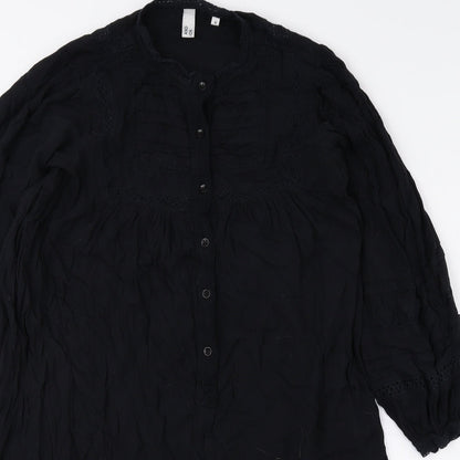 AND/OR Womens Black Viscose Shift Size 6 Round Neck Button - Lace Detail