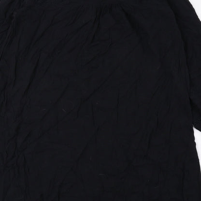 AND/OR Womens Black Viscose Shift Size 6 Round Neck Button - Lace Detail