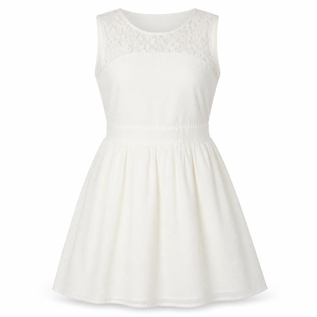 Vera Moda Womens Ivory Polyester Fit & Flare Size L Round Neck Zip