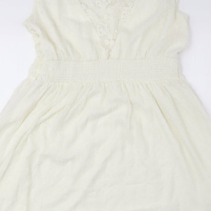 Vera Moda Womens Ivory Polyester Fit & Flare Size L Round Neck Zip