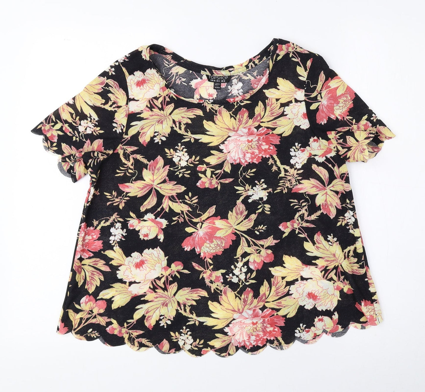 Womens UK Size 10 Topshop Multicoloured Basic Blouse