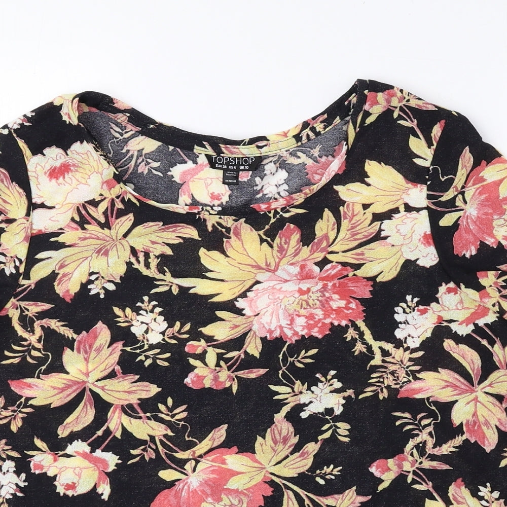 Womens UK Size 10 Topshop Multicoloured Basic Blouse
