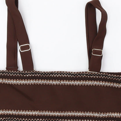 Womens UK Size 10 River Island Brown Cropped Tank