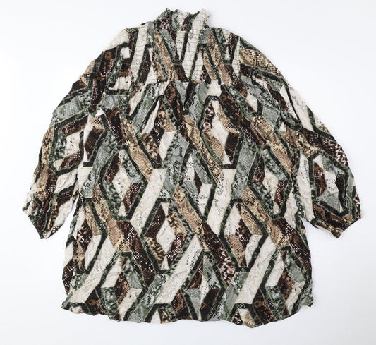 H&M Womens Multicoloured Geometric Viscose Shift Size 8 High Neck Pullover
