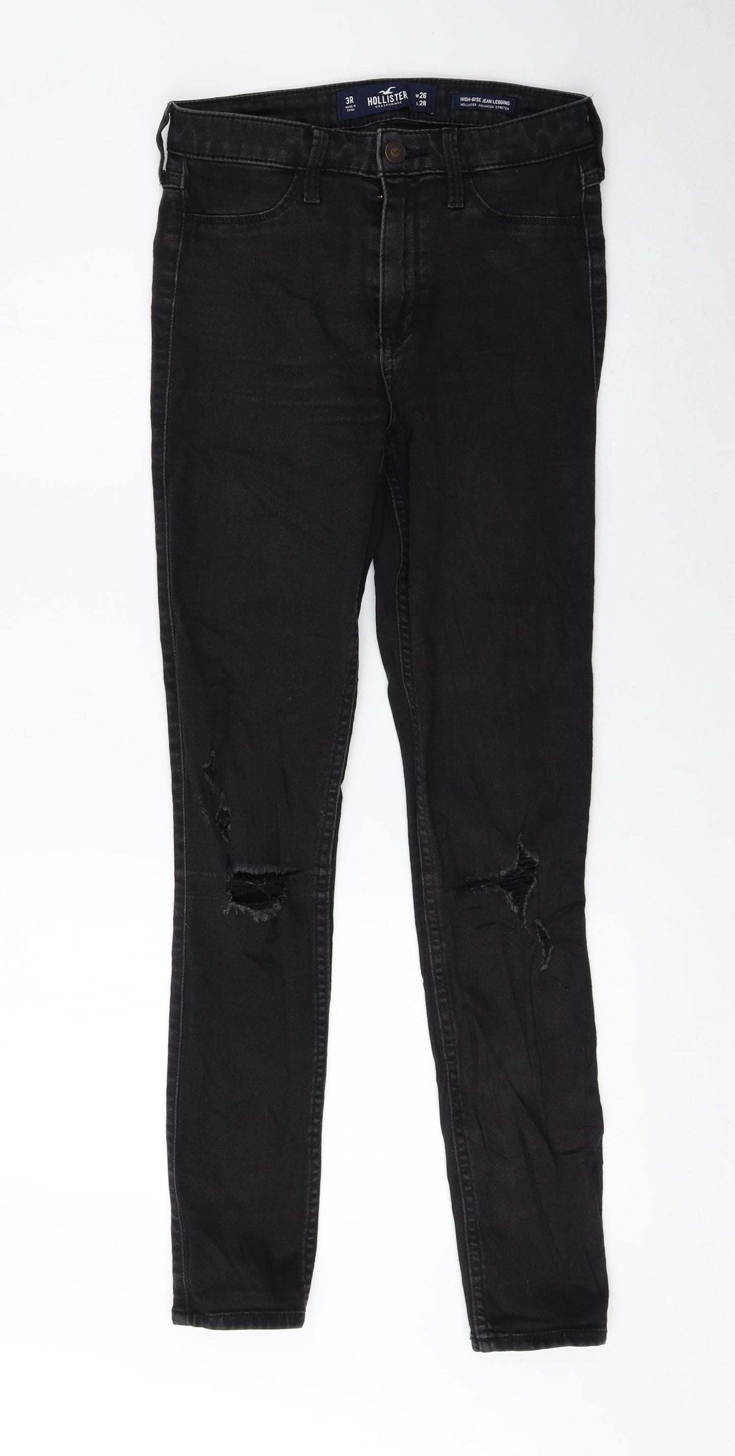 Hollister Womens Black Cotton Skinny Jeans Size 26 L28 in Regular Zip
