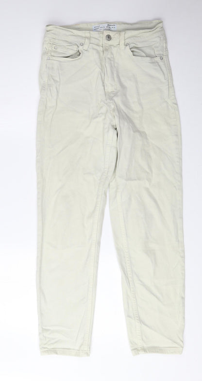 Womens UK Size 10 Stradivarius Regular Fit Mom Ivory Jeans