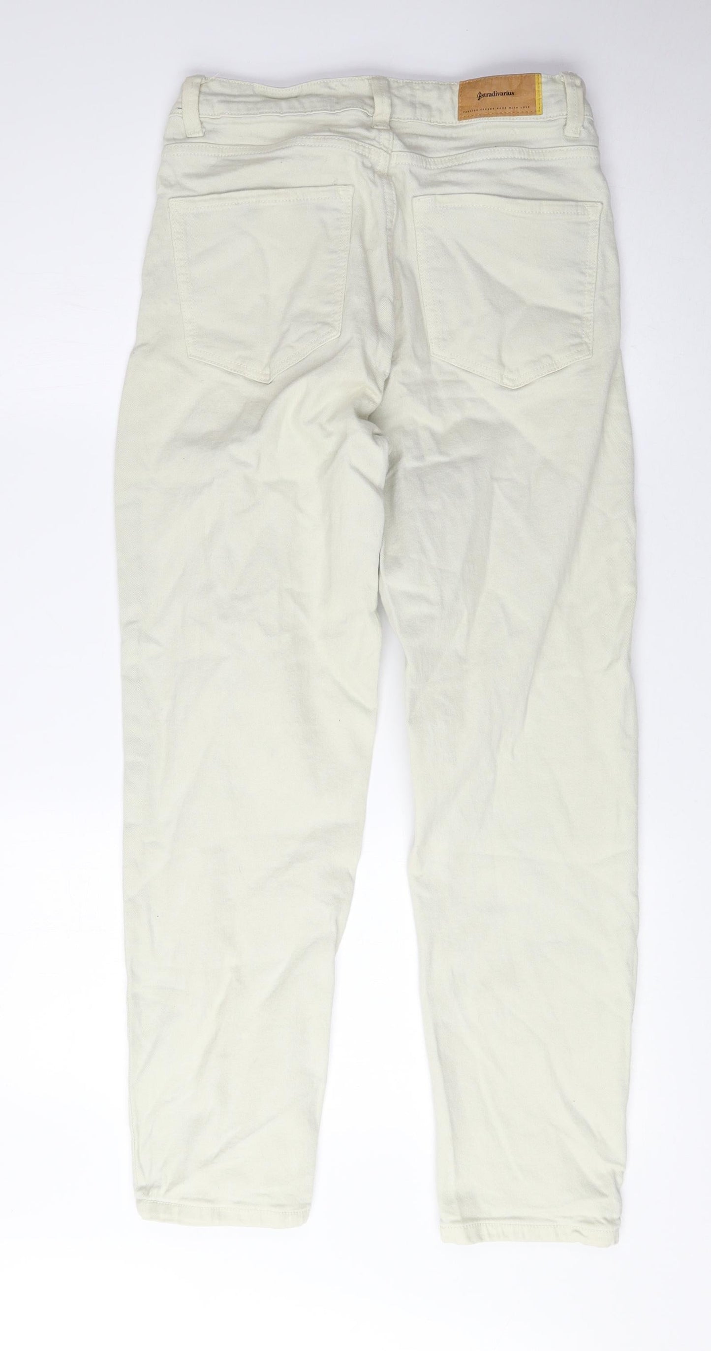Womens UK Size 10 Stradivarius Regular Fit Mom Ivory Jeans