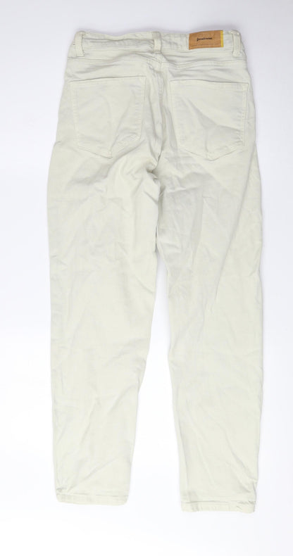 Womens UK Size 10 Stradivarius Regular Fit Mom Ivory Jeans