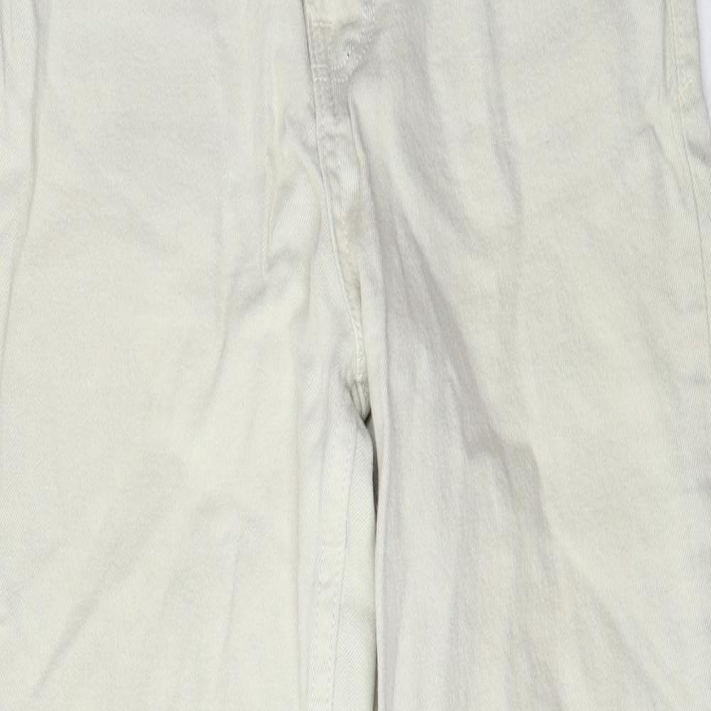 Womens UK Size 10 Stradivarius Regular Fit Mom Ivory Jeans