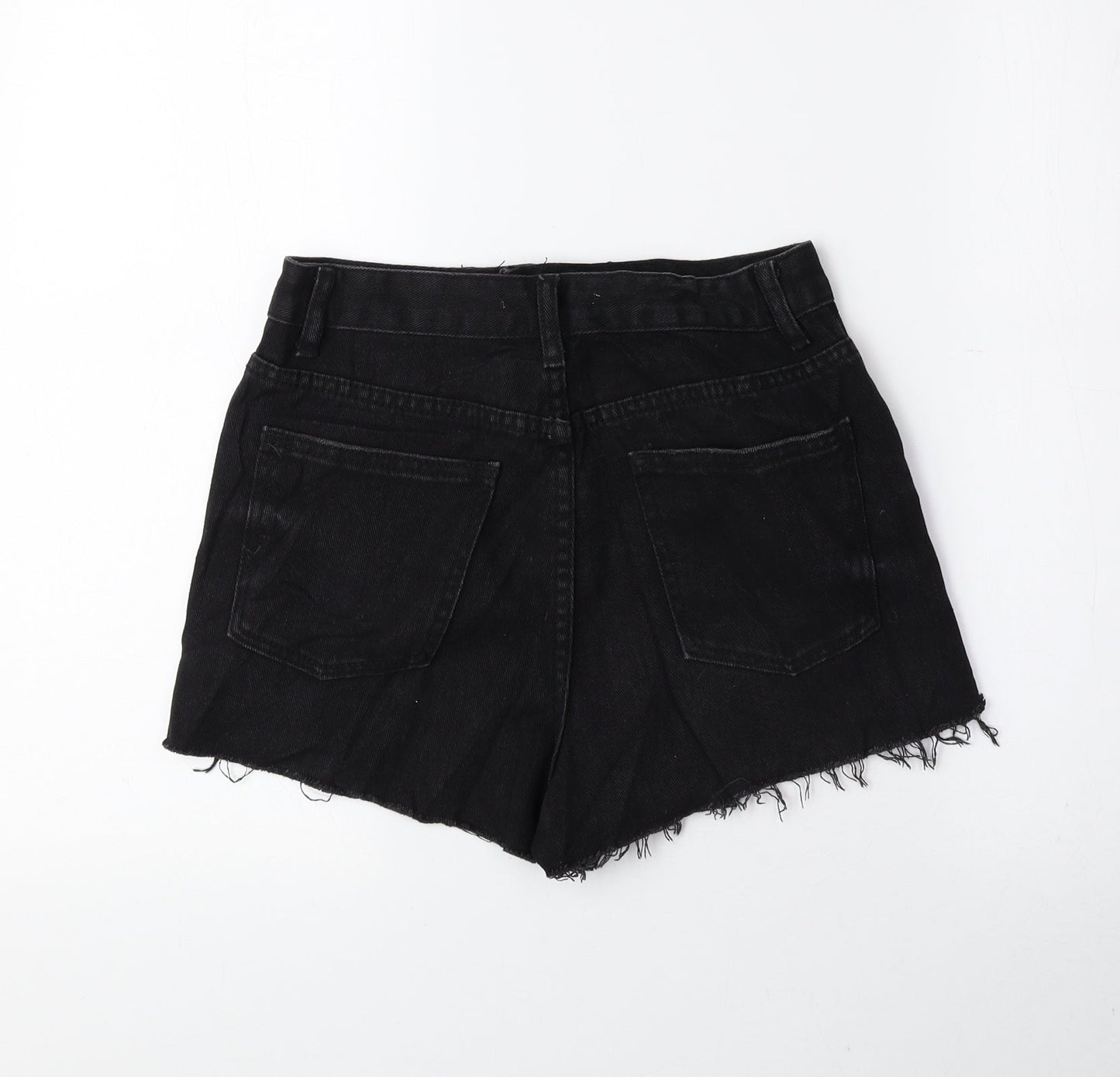 Glamorous Womens Black 100% Cotton Hot Pants Shorts Size XS Regular Zip