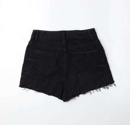 Glamorous Womens Black 100% Cotton Hot Pants Shorts Size XS Regular Zip