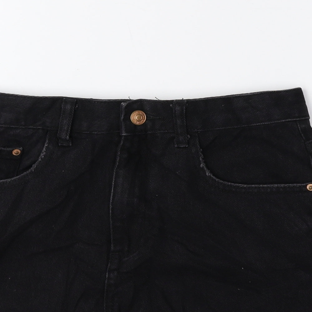 Glamorous Womens Black 100% Cotton Hot Pants Shorts Size XS Regular Zip