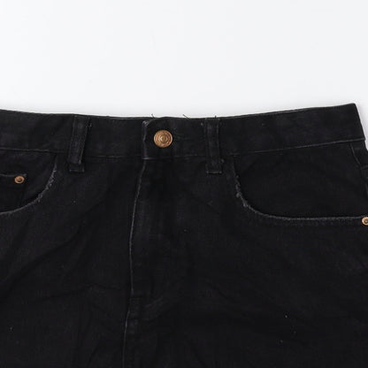 Glamorous Womens Black 100% Cotton Hot Pants Shorts Size XS Regular Zip