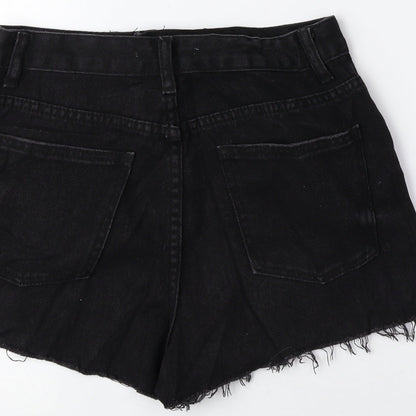 Glamorous Womens Black 100% Cotton Hot Pants Shorts Size XS Regular Zip