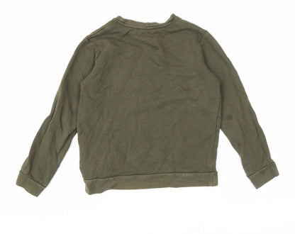 River Island Boys Green Cotton Pullover Sweatshirt Size 9-10 Years Pullover - Insect