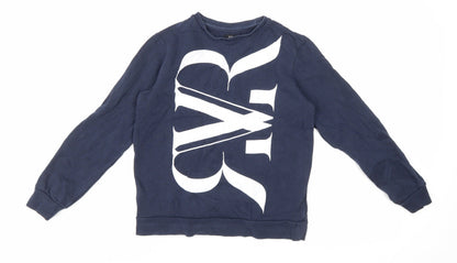 River Island Boys Blue Cotton Pullover Sweatshirt Size 9-10 Years Pullover