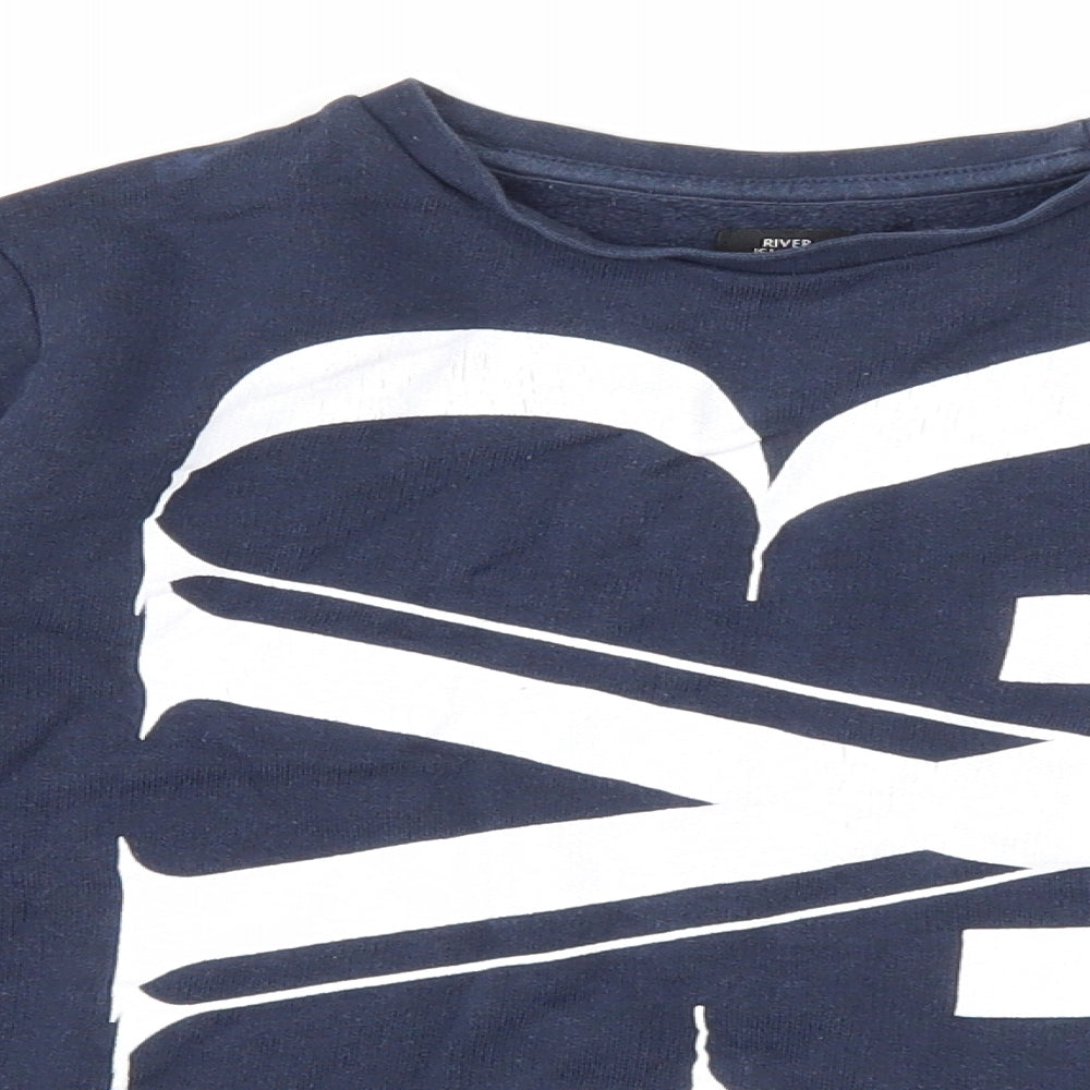 River Island Boys Blue Cotton Pullover Sweatshirt Size 9-10 Years Pullover
