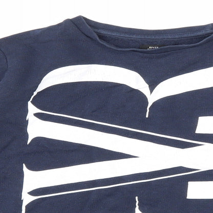 River Island Boys Blue Cotton Pullover Sweatshirt Size 9-10 Years Pullover