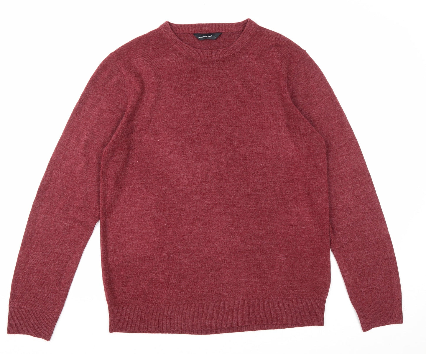 Cedar Wood State Mens Purple Round Neck Acrylic Pullover Jumper Size L