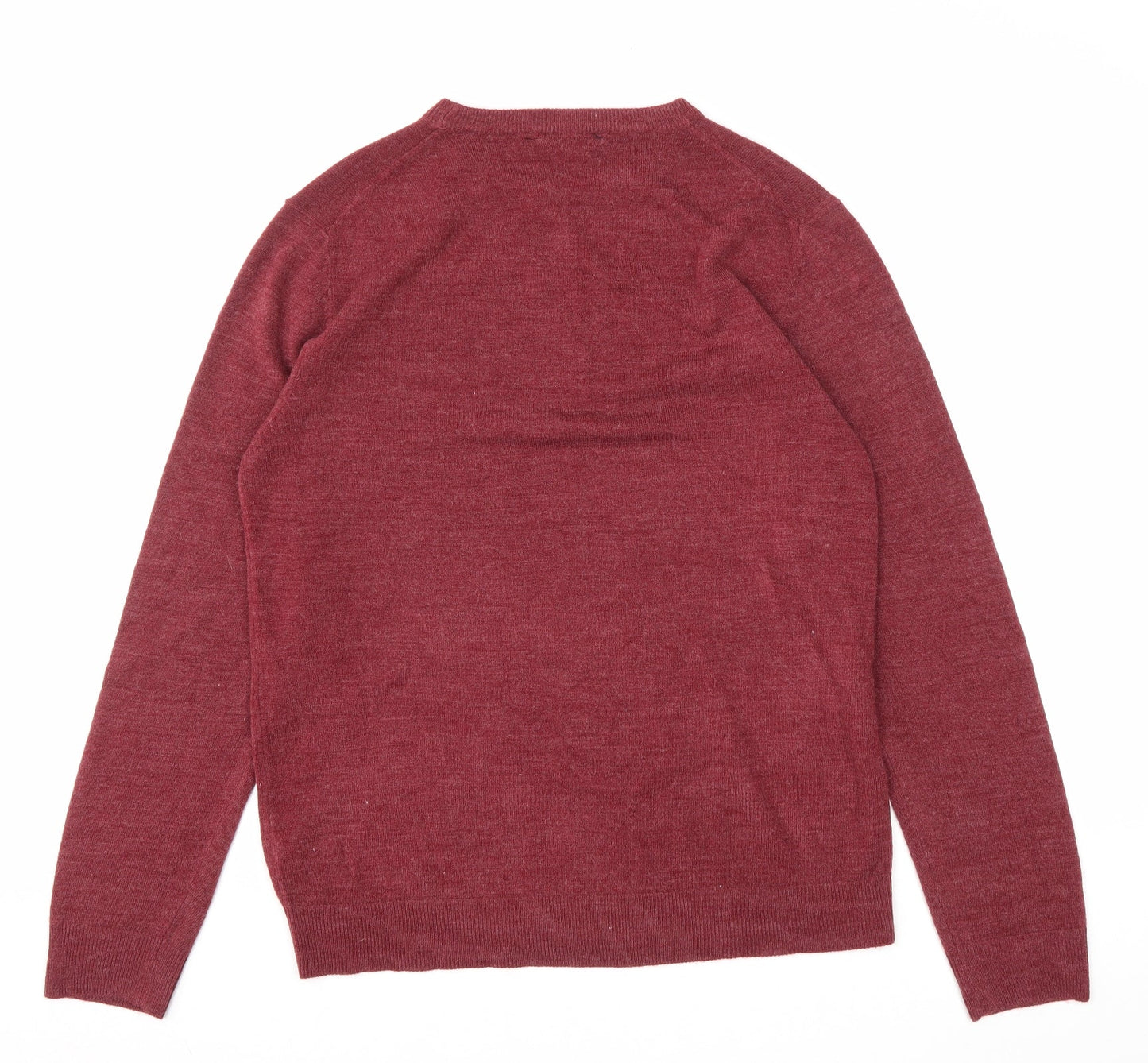 Cedar Wood State Mens Purple Round Neck Acrylic Pullover Jumper Size L