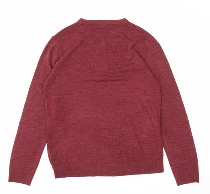 Cedar Wood State Mens Purple Round Neck Acrylic Pullover Jumper Size L