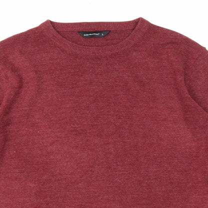 Cedar Wood State Mens Purple Round Neck Acrylic Pullover Jumper Size L