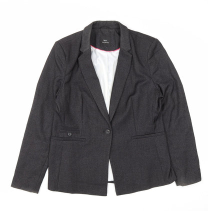 NEXT Womens Grey Polyester Jacket Blazer Size 14