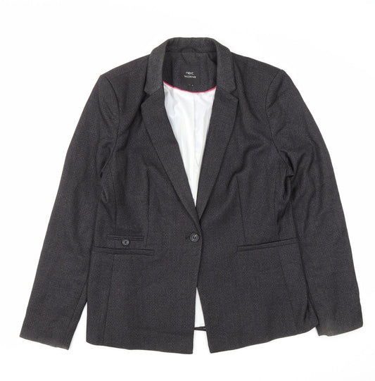 NEXT Womens Grey Polyester Jacket Blazer Size 14