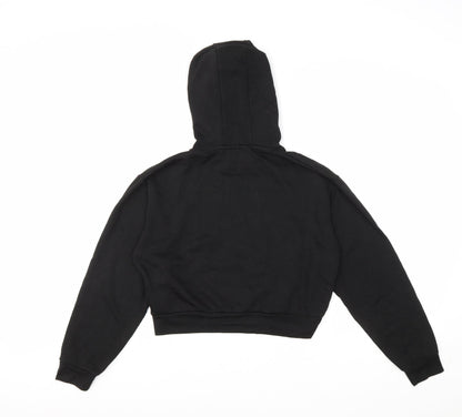 Lily Lane Girls Black Cotton Pullover Hoodie Size 13 Years Pullover - Cropped