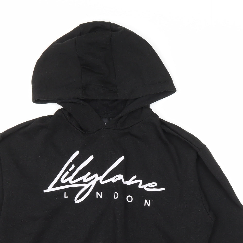 Lily Lane Girls Black Cotton Pullover Hoodie Size 13 Years Pullover - Cropped