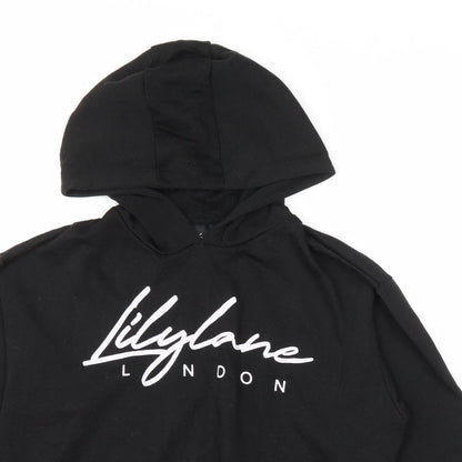 Lily Lane Girls Black Cotton Pullover Hoodie Size 13 Years Pullover - Cropped