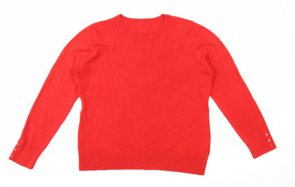 BHS Womens Red Round Neck Acrylic Pullover Jumper Size 14