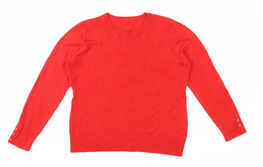 BHS Womens Red Round Neck Acrylic Pullover Jumper Size 14