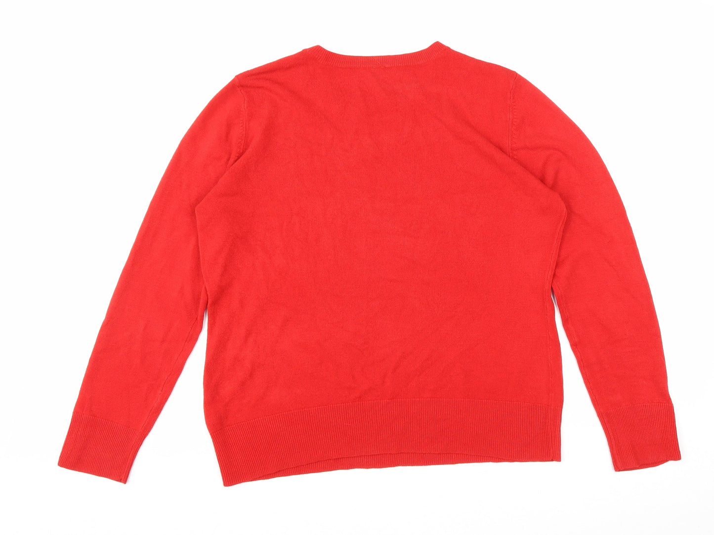 BHS Womens Red Round Neck Acrylic Pullover Jumper Size 14