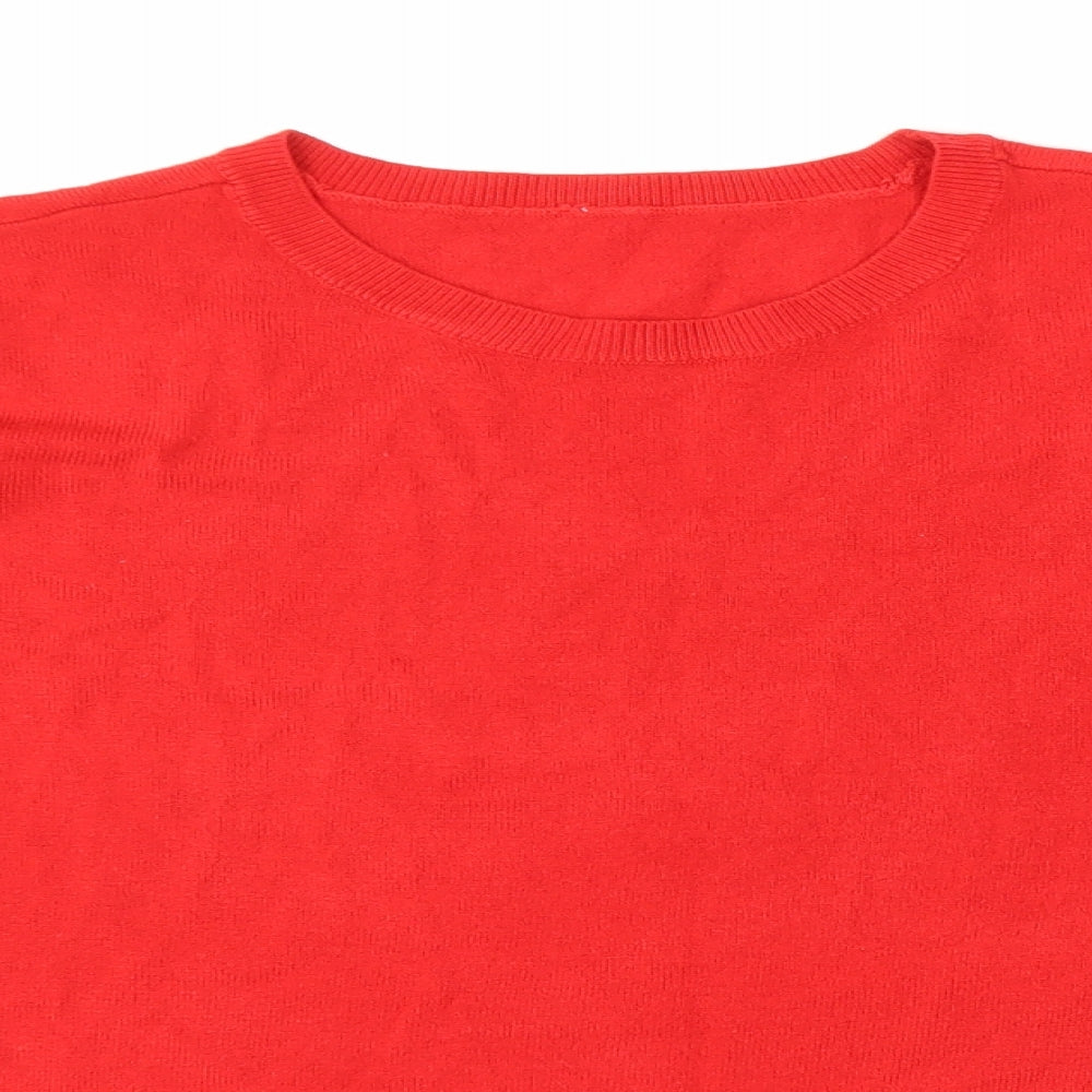 BHS Womens Red Round Neck Acrylic Pullover Jumper Size 14