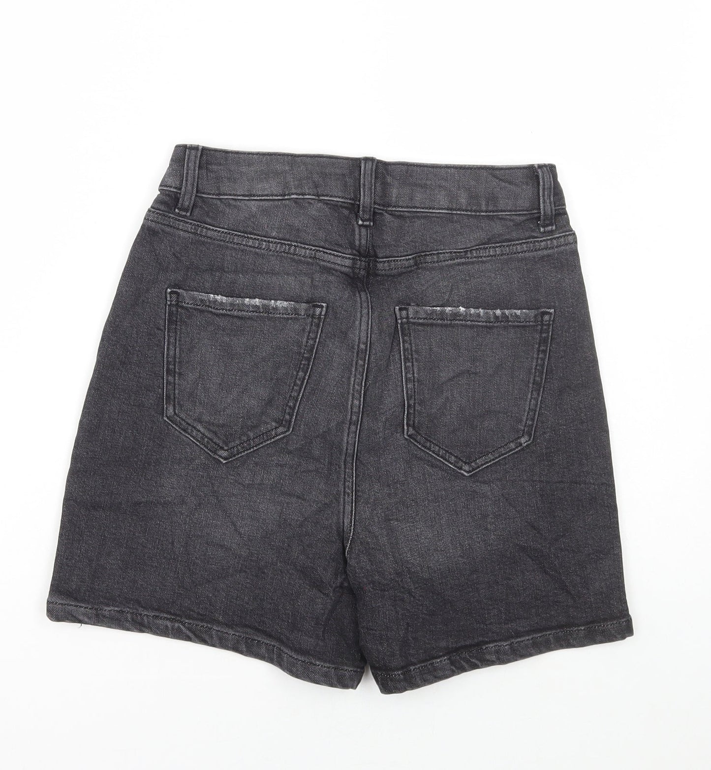 Marks and Spencer Womens Black Cotton Mom Shorts Size 6 L4 in Regular Button