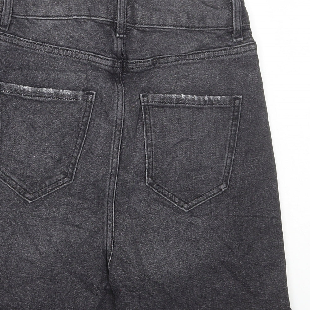 Marks and Spencer Womens Black Cotton Mom Shorts Size 6 L4 in Regular Button