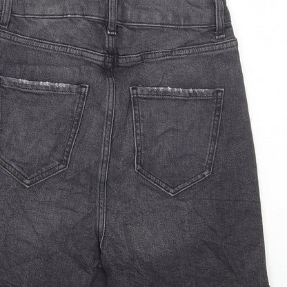 Marks and Spencer Womens Black Cotton Mom Shorts Size 6 L4 in Regular Button