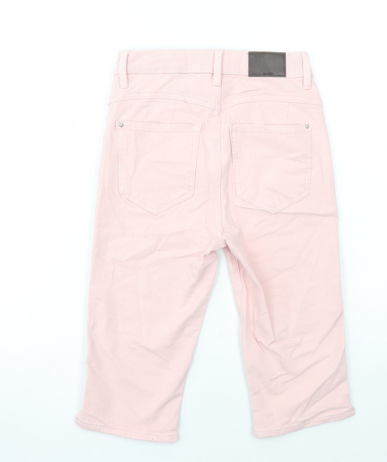 Marks and Spencer Womens Pink Cotton Boyfriend Shorts Size 6 L15 in Regular Button