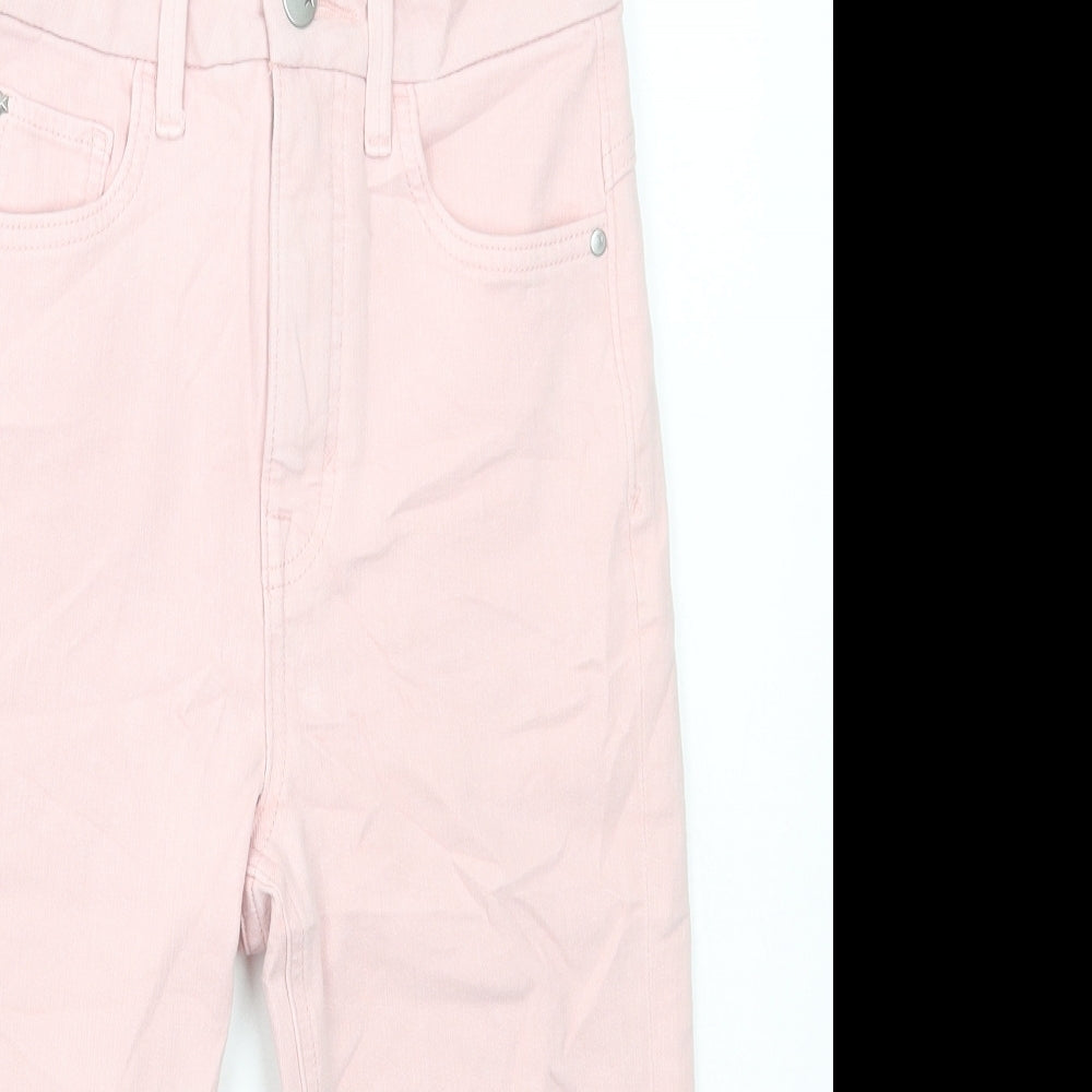 Marks and Spencer Womens Pink Cotton Boyfriend Shorts Size 6 L15 in Regular Button