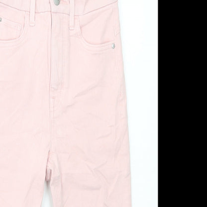 Marks and Spencer Womens Pink Cotton Boyfriend Shorts Size 6 L15 in Regular Button