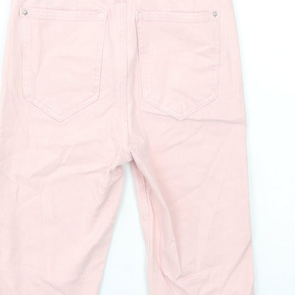 Marks and Spencer Womens Pink Cotton Boyfriend Shorts Size 6 L15 in Regular Button