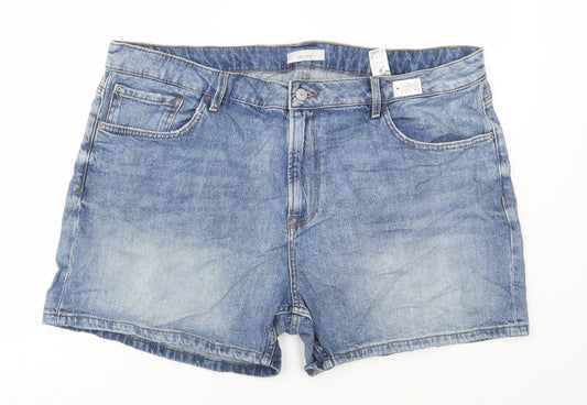 Marks and Spencer Womens Blue Cotton Bermuda Shorts Size 22 L5 in Regular Button