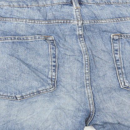 Marks and Spencer Womens Blue Cotton Bermuda Shorts Size 22 L5 in Regular Button