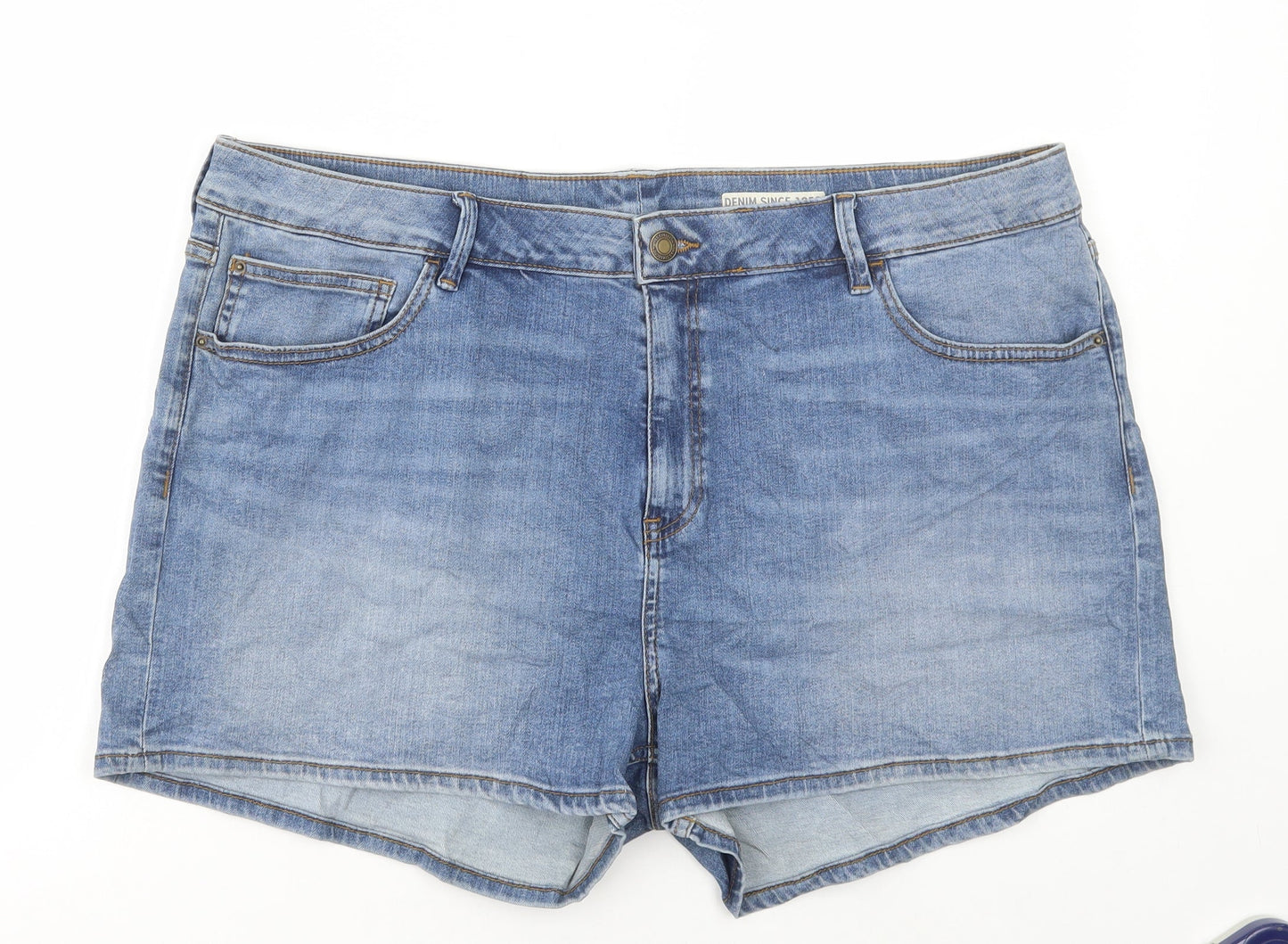 Marks and Spencer Womens Blue Cotton Bermuda Shorts Size 22 L3 in Regular Button