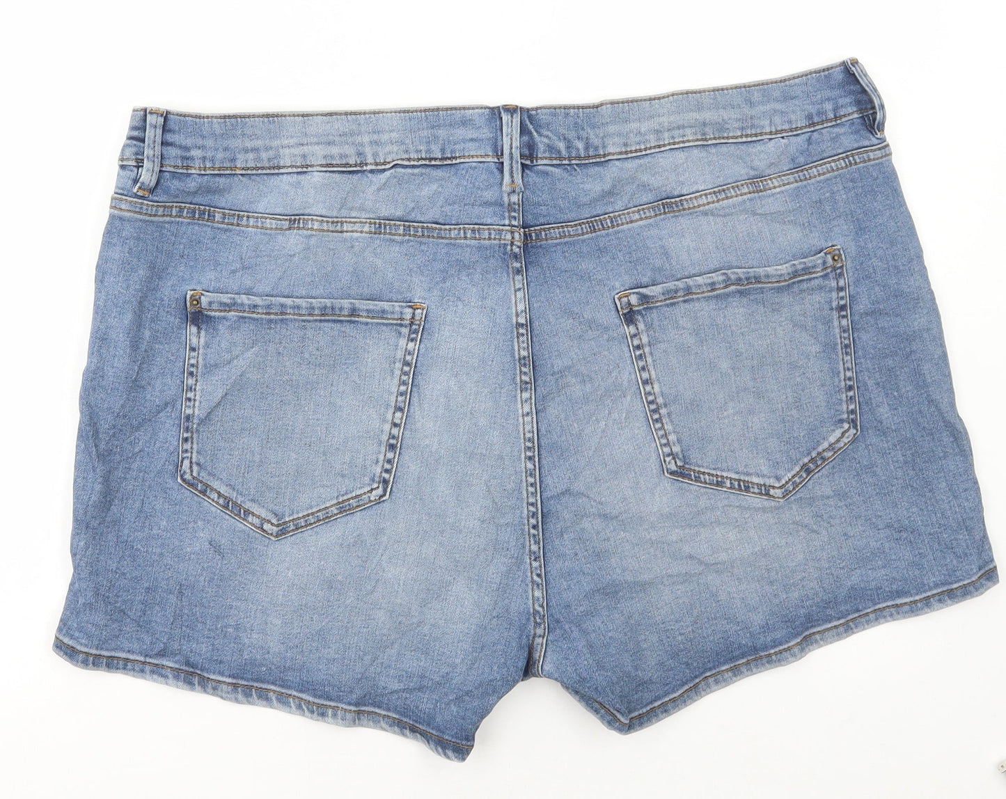 Marks and Spencer Womens Blue Cotton Bermuda Shorts Size 22 L3 in Regular Button