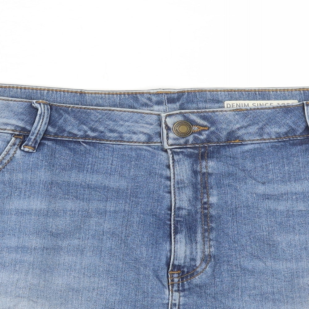 Marks and Spencer Womens Blue Cotton Bermuda Shorts Size 22 L3 in Regular Button