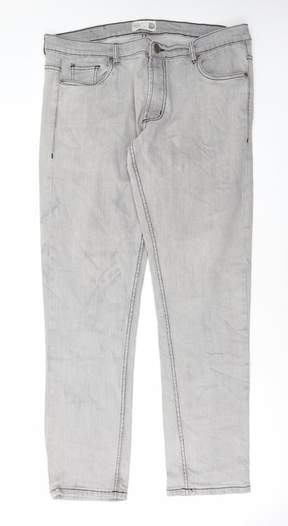 Mens UK Size 34 in Redtag Regular Fit Straight Grey Jeans
