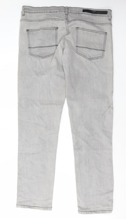 Mens UK Size 34 in Redtag Regular Fit Straight Grey Jeans